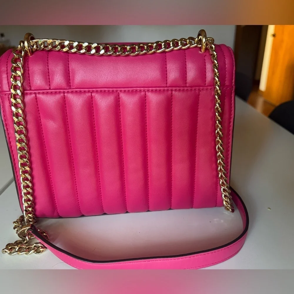Michael Kors Whitney Medium Flap Chain Shoulder Bag Handbag Purse Electric Pink